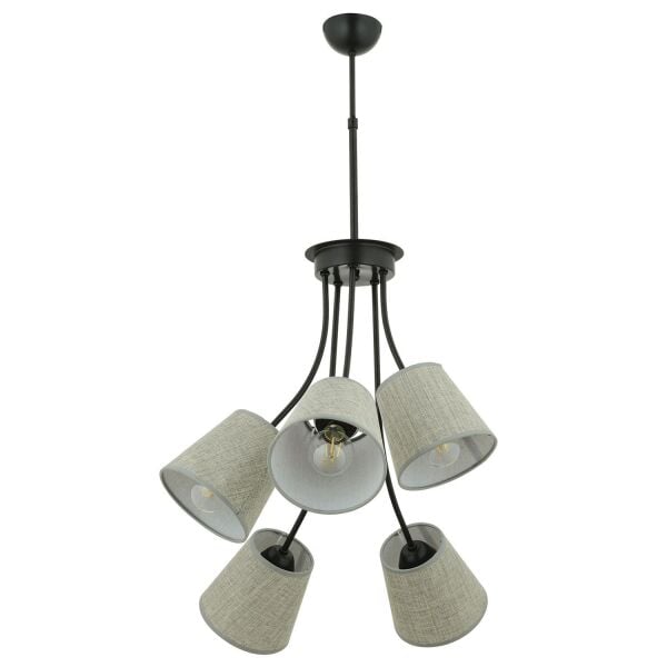 Lara 5 Kollu Şapkalı Modern Retro Sarkıt Yatak Odası Salon Avize