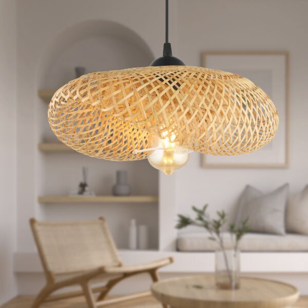 Edna Tekli Rattan Modern Tasarım Oturma Odası Avize