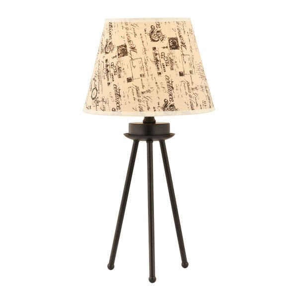 Epona Desenli Şapkalı Siyah Modern Dekoratif Salon Abajur