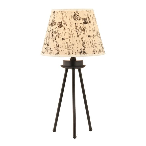Epona Desenli Şapkalı Siyah Modern Dekoratif Salon Abajur