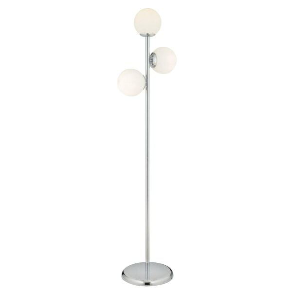 Zambak 3 Lü Krom Beyaz Camlı Modern Dekoratif Tasarım Metal Lambader