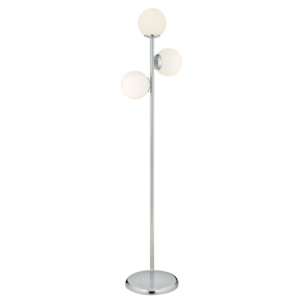 Zambak 3 Lü Krom Beyaz Camlı Modern Dekoratif Tasarım Metal Lambader