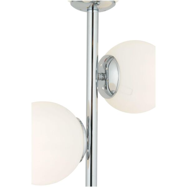 Zambak 3 Lü Krom Beyaz Camlı Modern Dekoratif Tasarım Metal Lambader