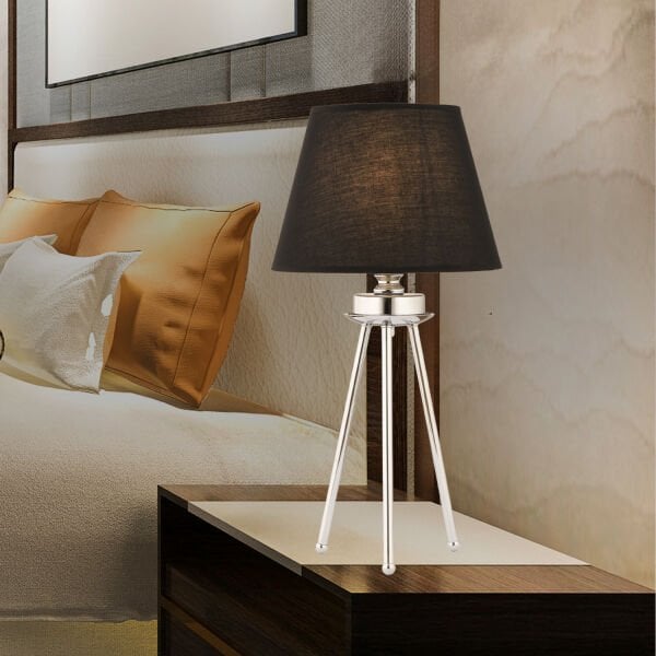 Epona Siyah Şapkalı Krom Modern Dekoratif Salon Abajur