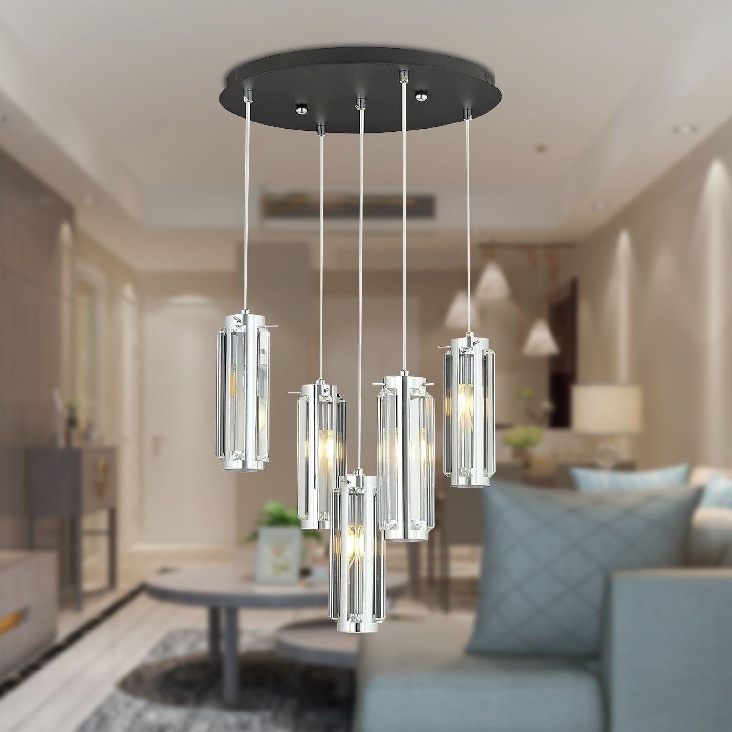 Natali 5Li Sarkıt Krom Modern Genç Odası Mutfak Salon Sarkıt Avize