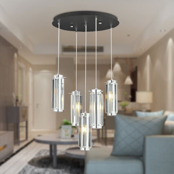 Natali 5Li Sarkıt Krom Modern Genç Odası Mutfak Salon Sarkıt Avize