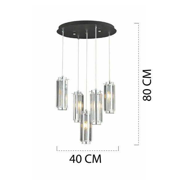 Natali 5Li Sarkıt Krom Modern Genç Odası Mutfak Salon Sarkıt Avize
