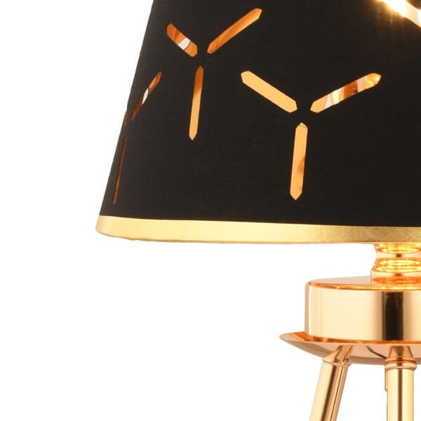 Epona Siyah Desenli Şapkalı Gold Modern Dekoratif Salon Abajur