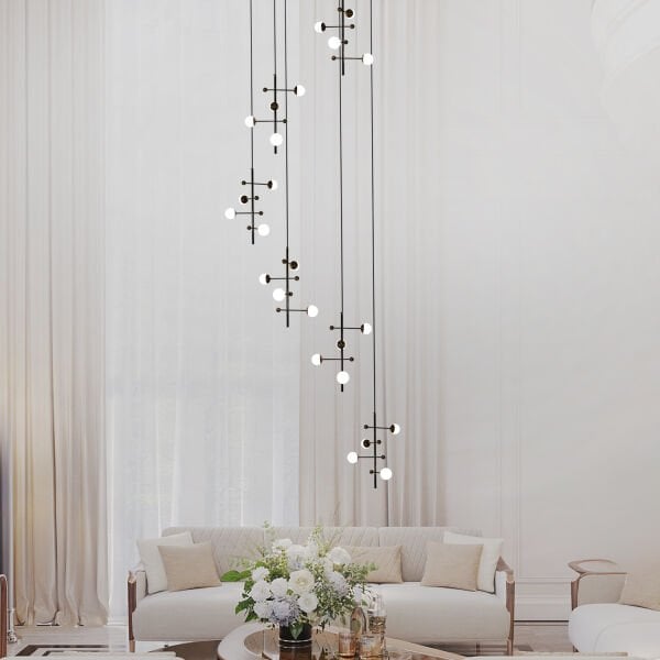 Addo Siyah 6'lı 24 Watt Modern Sarkıt Koridor, Salon Sarkıt Led Avize