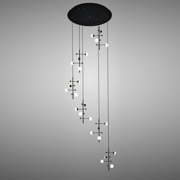 Addo Siyah 6'lı 24 Watt Modern Sarkıt Koridor, Salon Sarkıt Led Avize