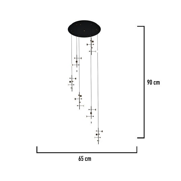 Addo Siyah 6'lı 24 Watt Modern Sarkıt Koridor, Salon Sarkıt Led Avize