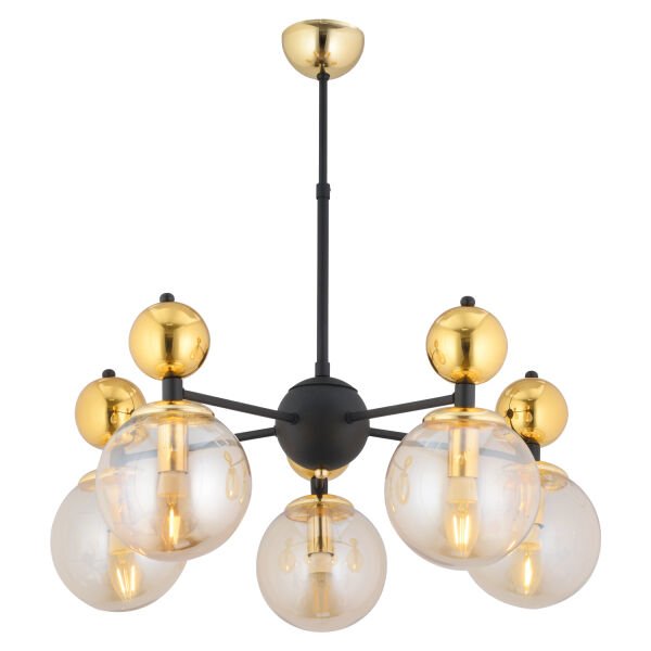 Kuvars 5'li Siyah Gold Modern Koridor, Oturma Odası Salon Avize