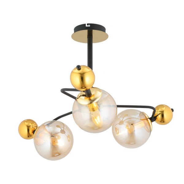 Florit 3'lü Siyah Gold Modern Oturma Odası Salon Avize