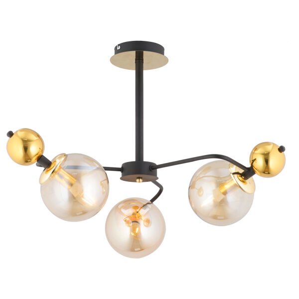 Florit 3'lü Siyah Gold Modern Oturma Odası Salon Avize