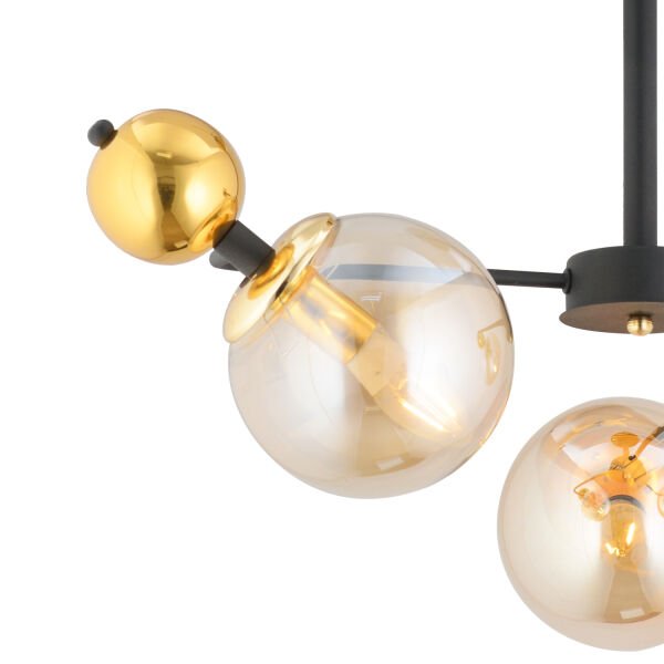 Florit 3'lü Siyah Gold Modern Oturma Odası Salon Avize