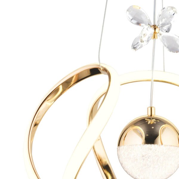 Laurel Gold 3 Renkli 75 Watt Kristal Ledli Modern Oturma Odası Salon Sarkıt Avize