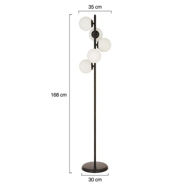 Uzel 5Li Siyah Modern Tasarım Metal Lambader