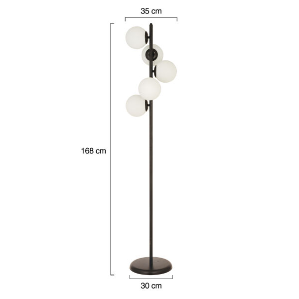 Uzel 5Li Siyah Modern Tasarım Metal Lambader
