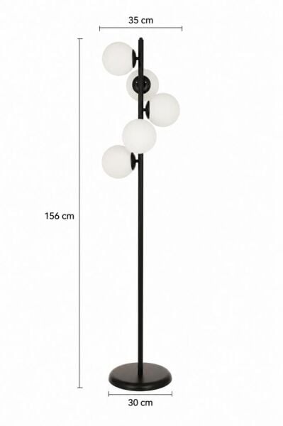 Uzel 5Li Siyah Modern Tasarım Metal Lambader