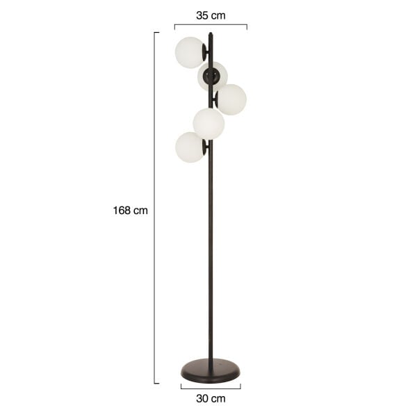 Uzel 5Li Siyah Modern Tasarım Metal Lambader