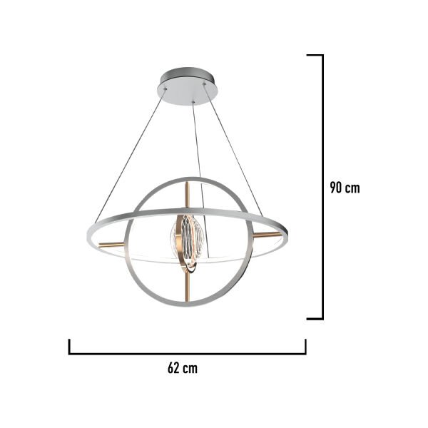 Bennan 40'lık 60 Watt  Krom Gold Modern Oturma Odası, Mutfak, Salon Led Avize