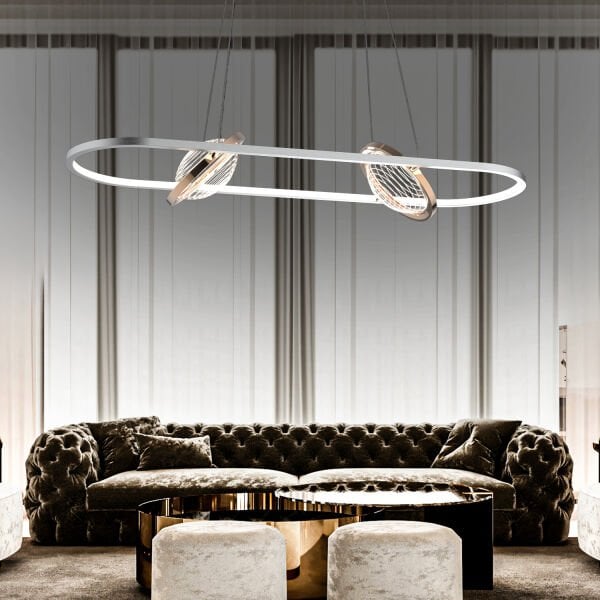 Bennan Sıralı 60 Watt Krom Gold Modern Oturma Odası, Yemek Masası Üstü, Salon Led Avize