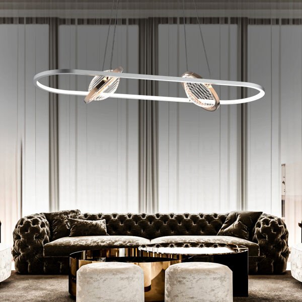 Bennan Sıralı 60 Watt Krom Gold Modern Oturma Odası, Yemek Masası Üstü, Salon Led Avize