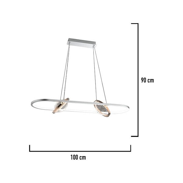 Bennan Sıralı 60 Watt Krom Gold Modern Oturma Odası, Yemek Masası Üstü, Salon Led Avize
