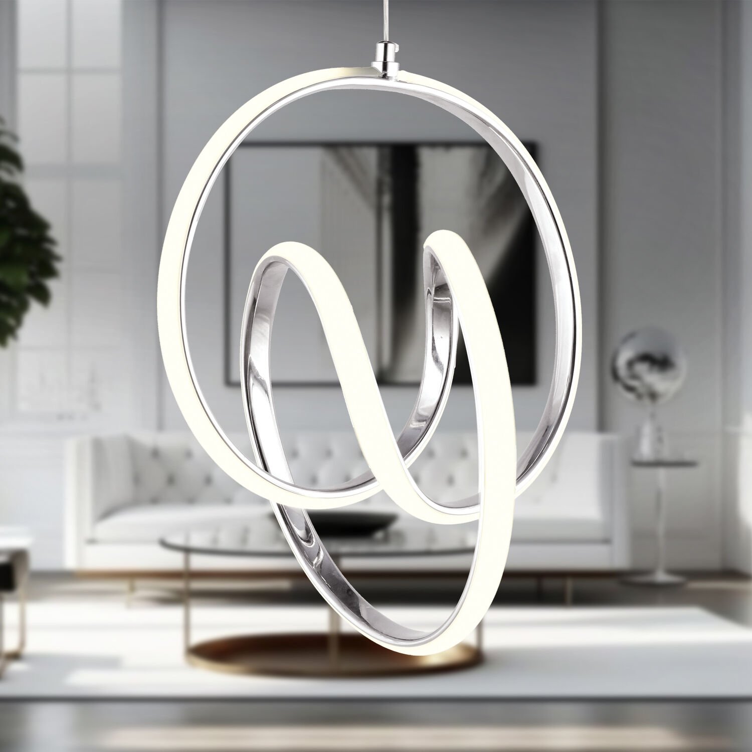 Ruby Krom 3 Renkli 48 Watt Kristal Ledli Modern Oturma Odası Salon Sarkıt Avize