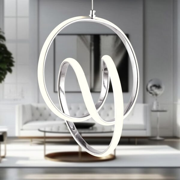 Ruby Krom 3 Renkli 48 Watt Kristal Ledli Modern Oturma Odası Salon Sarkıt Avize