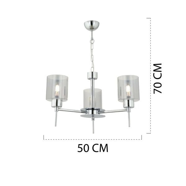 Cemre 3'Lü Krom Modern Yatak Odası Mutfak Oturma Odası Salon Sarkıt Avize