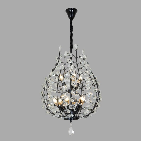 Donna Siyah 55'lik Kristal Taşlı Modern Koridor, Salon Avize