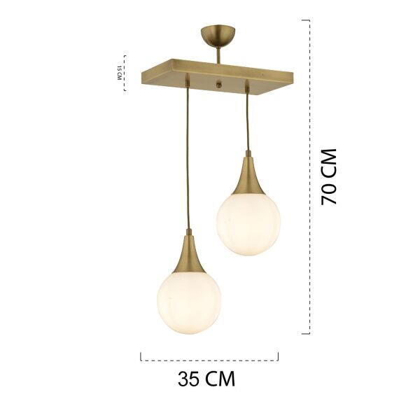 Damla 2 Li Sıralı Eskitme Modern Sarkıt Mutfak Oturma Odası Salon Sarkıt Avize