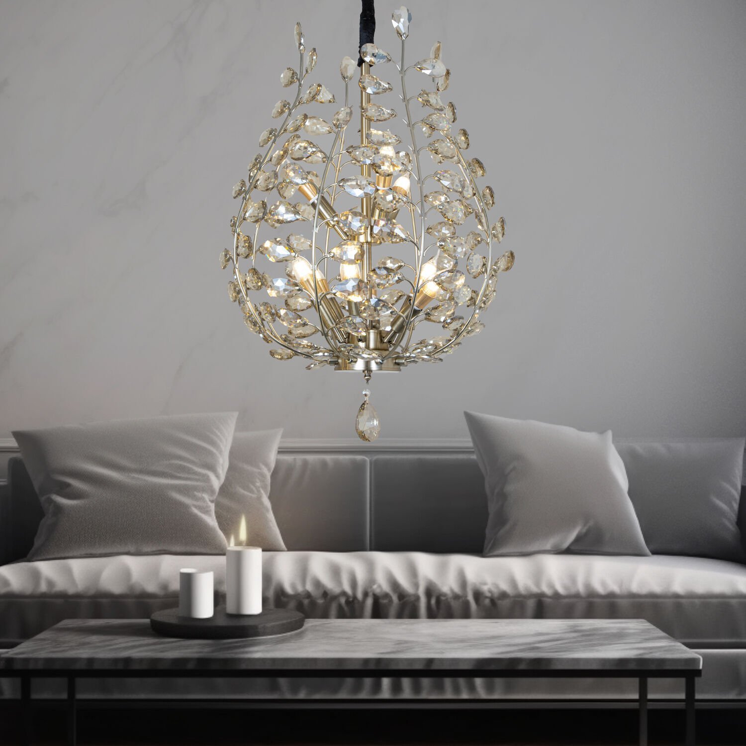 Donna Eskitme 55'lik Kristal Taşlı Modern Koridor, Salon Avize