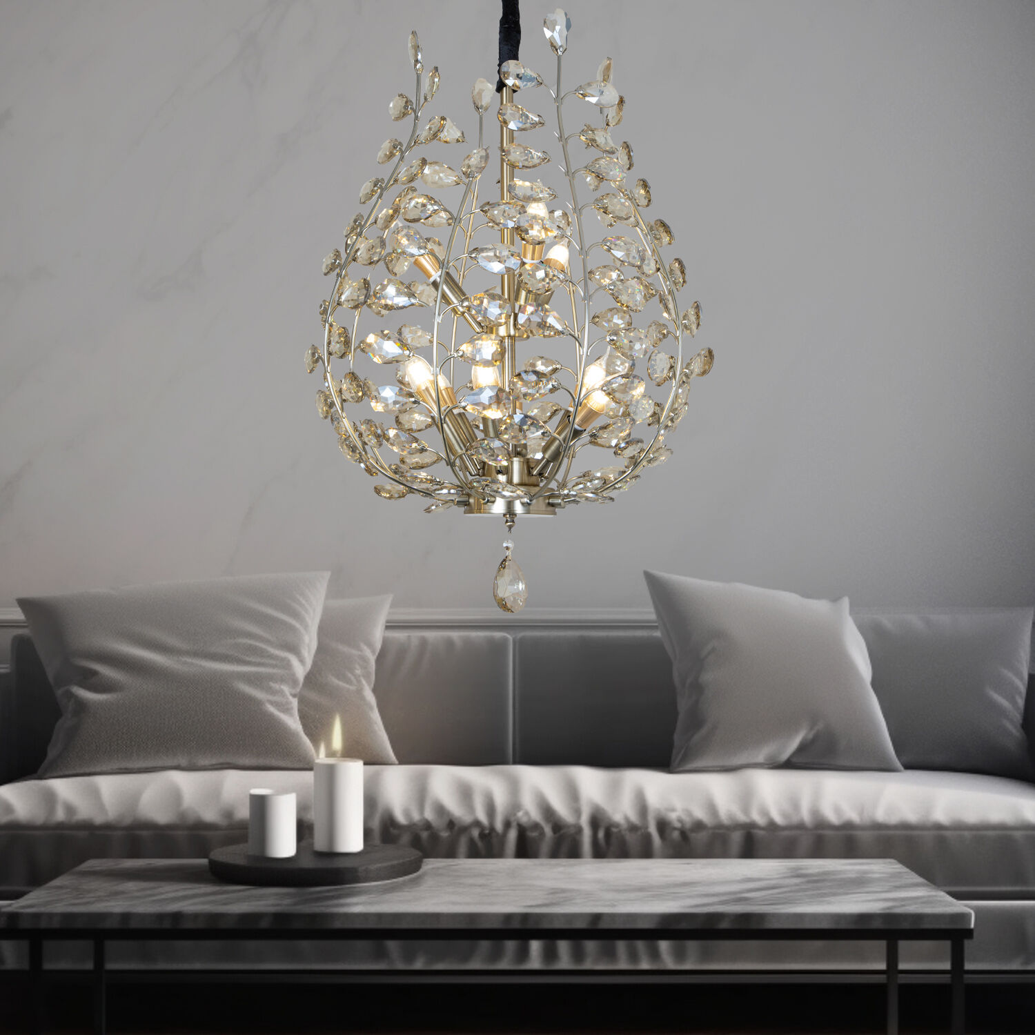 Donna Eskitme 55'lik Kristal Taşlı Modern Koridor, Salon Avize