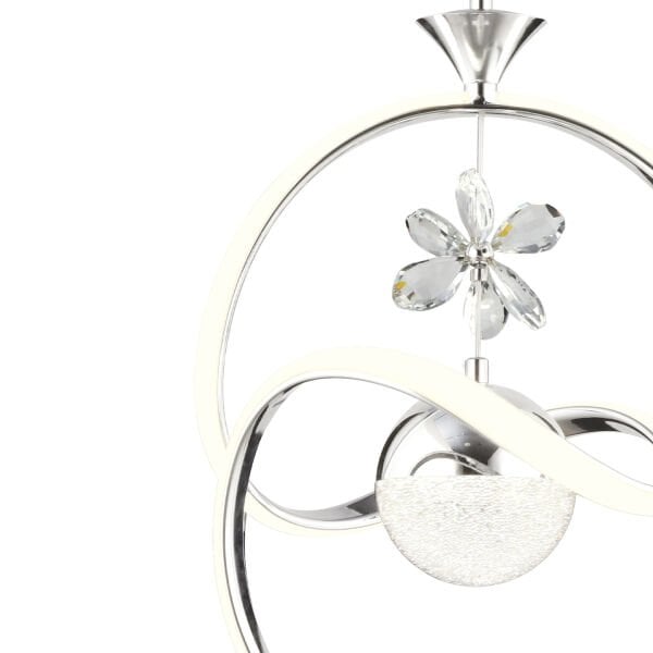 Conroy Krom 3 Renkli 48 Watt Kristal Ledli Modern Oturma Odası Salon Sarkıt Avize