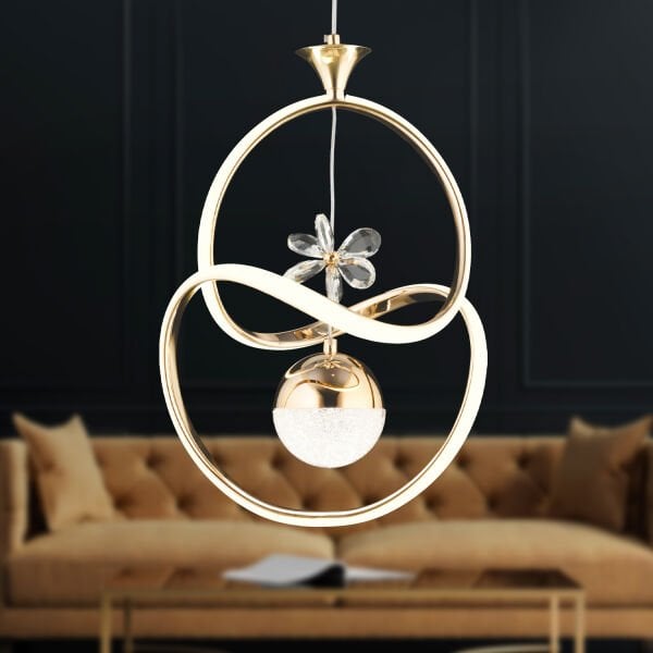 Conroy Gold 3 Renkli 48 Watt Kristal Ledli Modern Oturma Odası Salon Sarkıt Avize