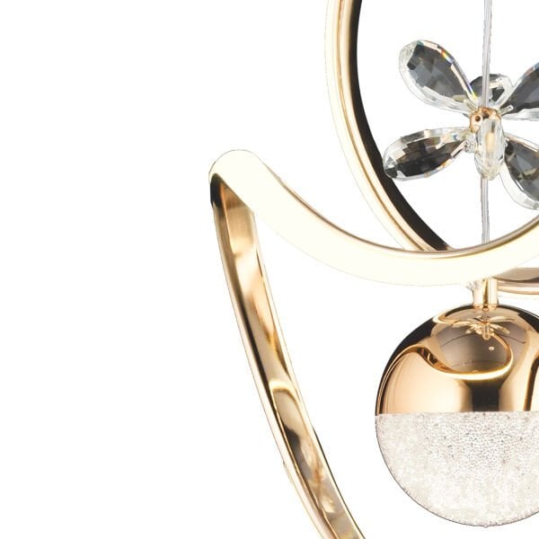 Conroy Gold 3 Renkli 48 Watt Kristal Ledli Modern Oturma Odası Salon Sarkıt Avize