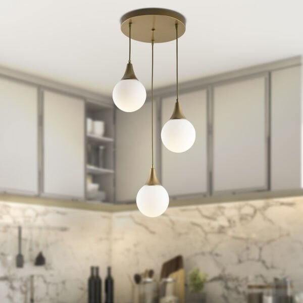 Damla 3 Lü Yuvarlak Eskitme Modern Sarkıt Mutfak Oturma Odası Salon Sarkıt Avize