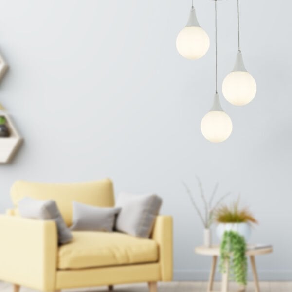 Damla 3 Lü Yuvarlak Beyaz Modern Sarkıt Mutfak Oturma Odası Salon Sarkıt Avize