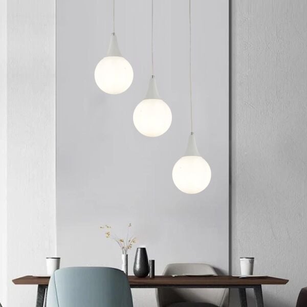 Damla 3 Lü Sıralı Beyaz Modern Sarkıt Mutfak Oturma Odası Salon Sarkıt Avize