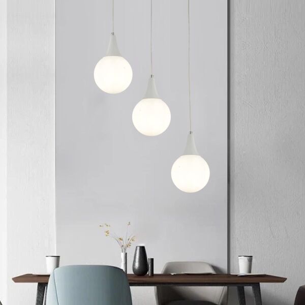 Damla 3 Lü Sıralı Beyaz Modern Sarkıt Mutfak Oturma Odası Salon Sarkıt Avize