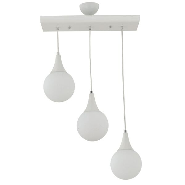 Damla 3 Lü Sıralı Beyaz Modern Sarkıt Mutfak Oturma Odası Salon Sarkıt Avize