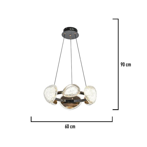 Firuze 6'lı 36 Watt Eskitme Kristal Taşlı Modern Tasarım Salon Led Avize
