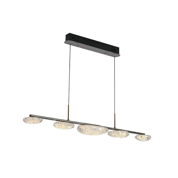 Firuze 30 Watt Sıralı Eskitme Kristal Taşlı Yemek Masası Üstü, Modern Tasarım Salon Led Avize