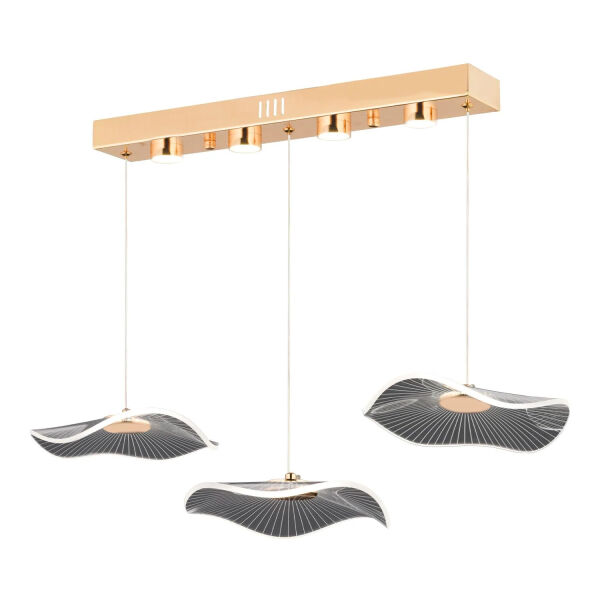 Jolie 3'lü Sıralı 3 Renkli 26 Watt Gold Kristal Ledli Salon Sarkıt Avize (ÜST KUTUDA 2 ADET LED VARDIR)