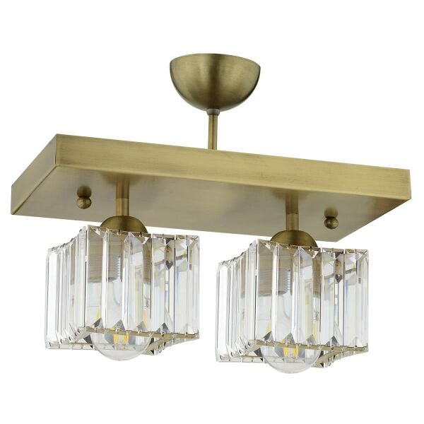 Rivia 2 Li Eskitme Plafonyer Kristalli Taşlı Modern Tasarım Kristal Salon Avize