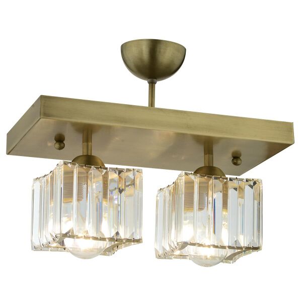 Rivia 2 Li Eskitme Plafonyer Kristalli Taşlı Modern Tasarım Kristal Salon Avize