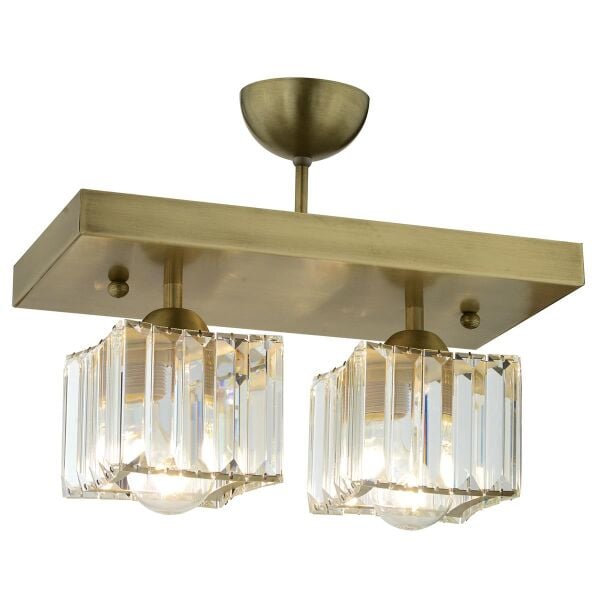 Rivia 2 Li Eskitme Plafonyer Kristalli Taşlı Modern Tasarım Kristal Salon Avize