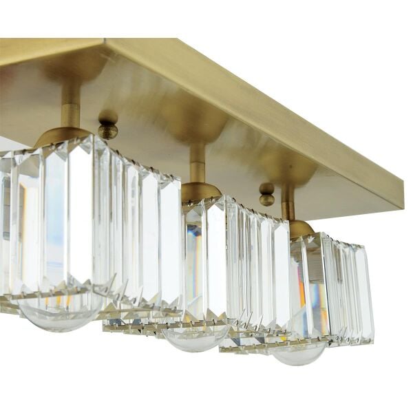 Rivia 3 Lü Eskitme Plafonyer Kristalli Taşlı Modern Tasarım Kristal Salon Avize
